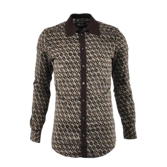 100 % Authentic Dolce & Gabbana Men's Printed Button Up Shirt Size 15 (IT 38) - Picture 5 of 6